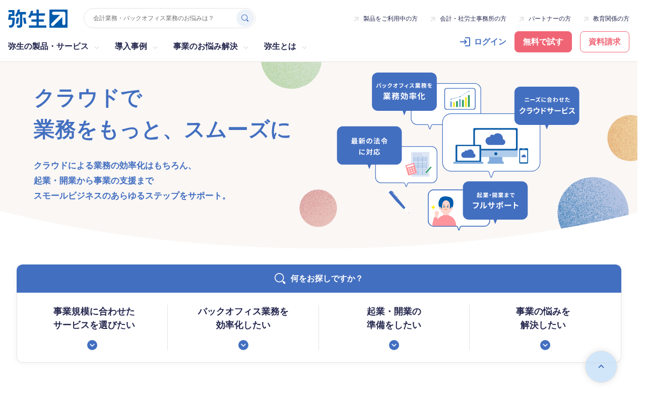 弥生会計のトップページ