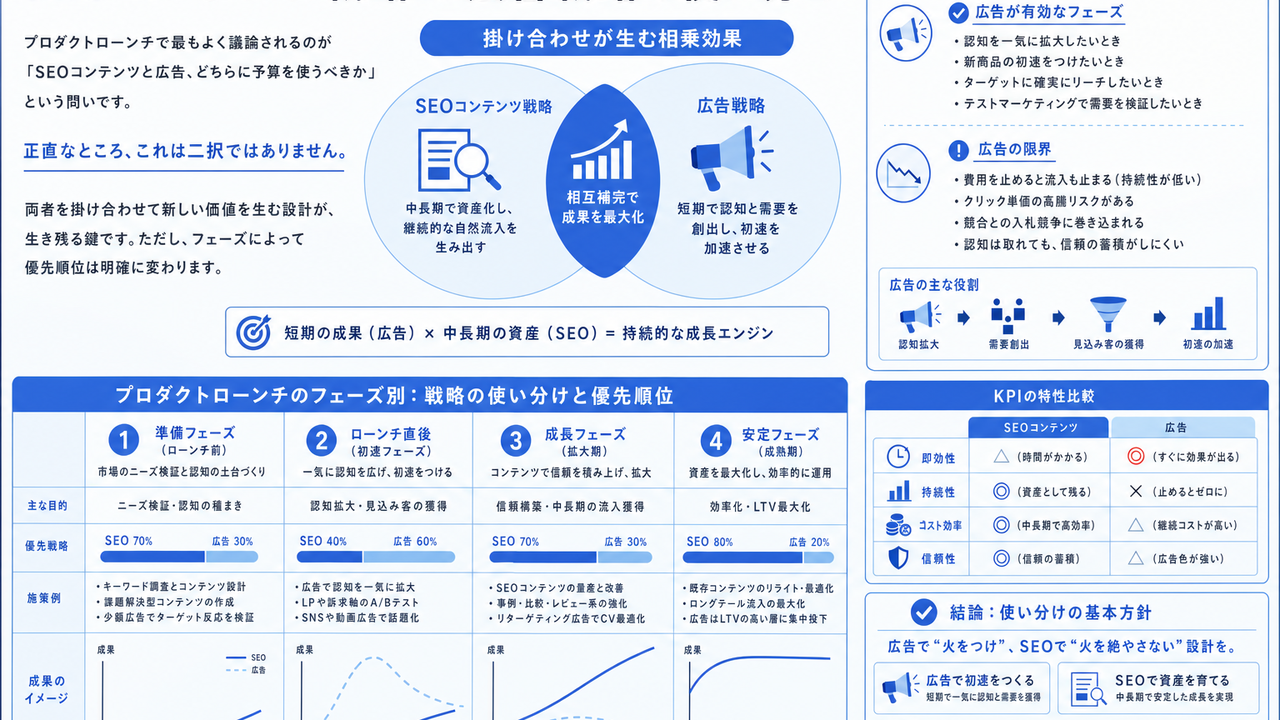 SEOコンテンツ戦略 vs 広告戦略の使い分け